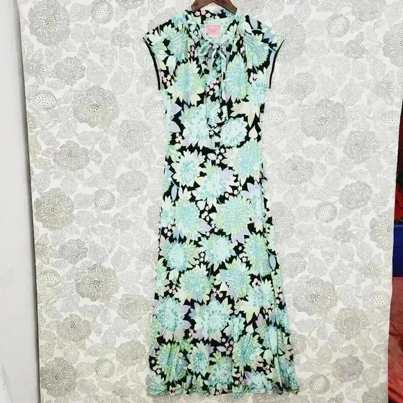 kate spade Slip Maxi Dress Keyhole Cap Sleeve Floral Stretched Size XS - Picture 1 of 8